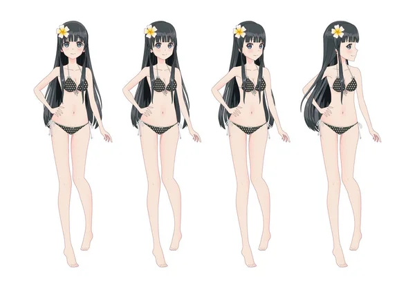 Hermosa chica manga anime en bikini — Archivo Imágenes Vectoriales