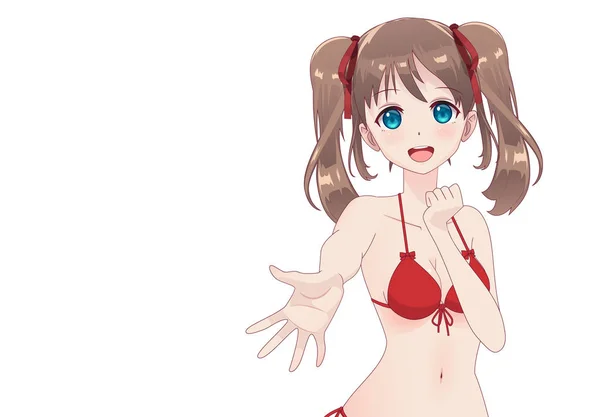 Hermosa chica manga anime en bikini — Vector de stock