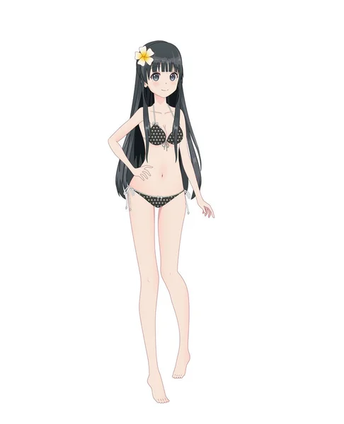 Bella ragazza manga anime in bikini — Vettoriale Stock