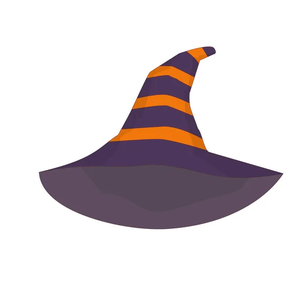Sombrero de bruja púrpura con rayas naranjas — Vector de stock