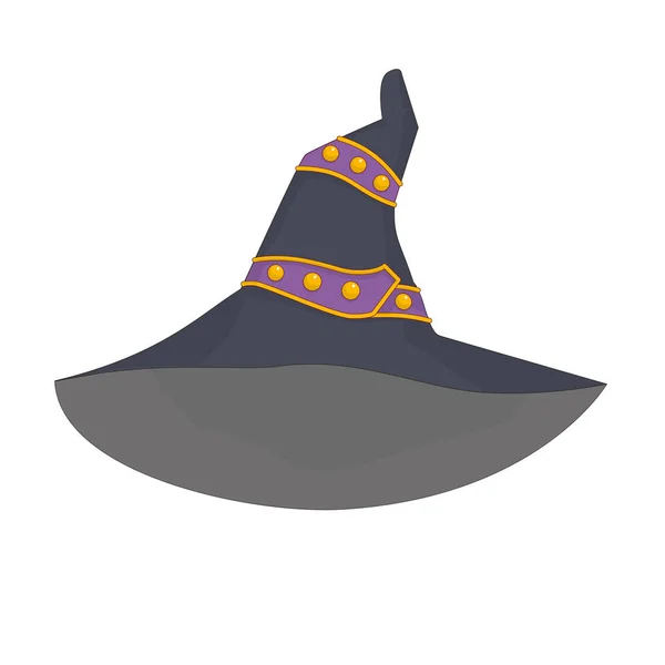Chapéu de bruxa com uma fita roxa acolchoada —  Vetores de Stock