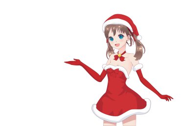 Anime manga kız Noel Baba kostüm giyinmiş