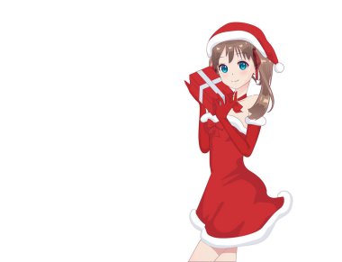 Anime manga kız Noel Baba kostüm giyinmiş