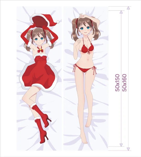 Dakimakura-포옹에 대 한 일본 바디 베개 — 스톡 벡터