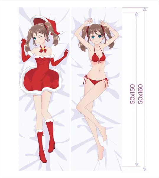 Dakimakura - Japanese body pillow for hugging — Stock Vector