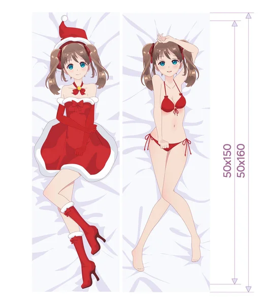 Dakimakura - Bantal tubuh Jepang untuk dipeluk - Stok Vektor