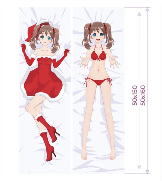 Dakimakura - Bantal tubuh Jepang untuk dipeluk - Stok Vektor