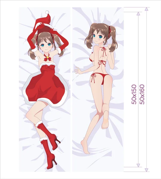 Dakimakura-포옹에 대 한 일본 바디 베개 — 스톡 벡터