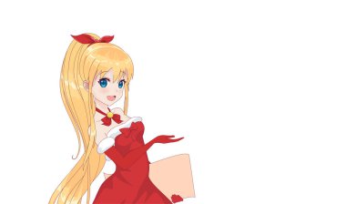 Anime manga kız Noel Baba kostüm giyinmiş