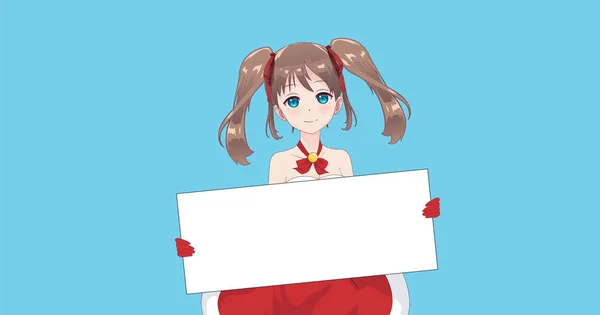 Japonské Asijské žena držící bílé velké znamení desky — Stockový vektor