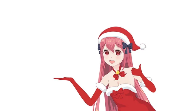 Anime manga chica vestida con traje de Santa Claus — Archivo Imágenes Vectoriales