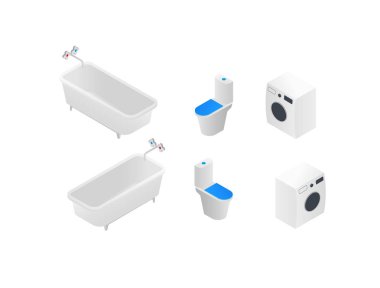 Banyo, tuvalet, izometrik çamaşır makinesi