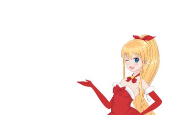 Anime manga kız Noel Baba kostüm giyinmiş