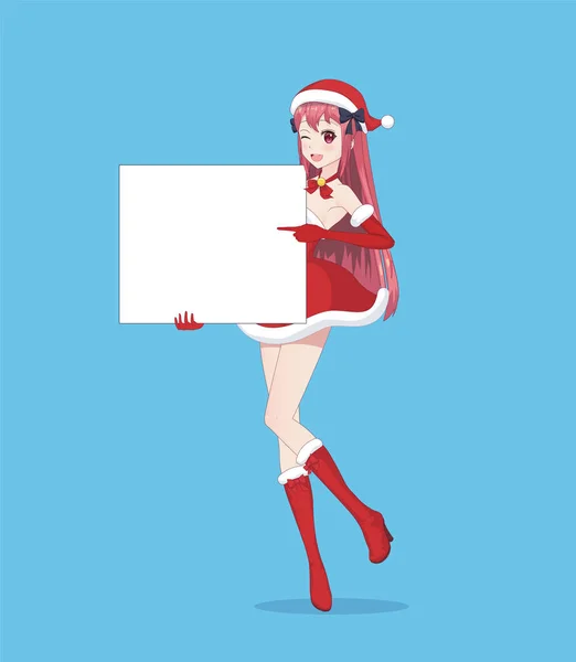 Japonesa asiática mujer holding blanco grande cartel tablero — Vector de stock