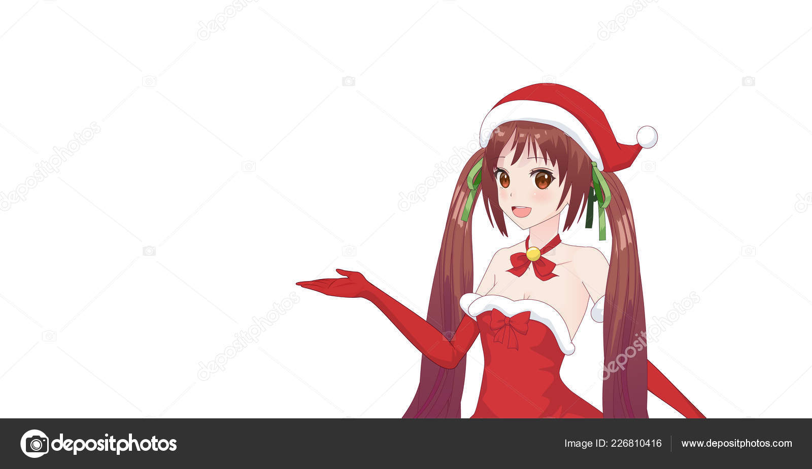 Anime Manga Fille Habillé En Costume De Père Noël Image
