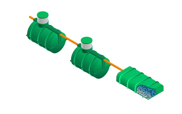 Modelo de tanque séptico con isometría — Vector de stock