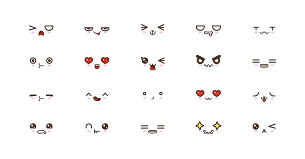 Kawaii glimlach emoticons. Japanse emoji — Stockvector