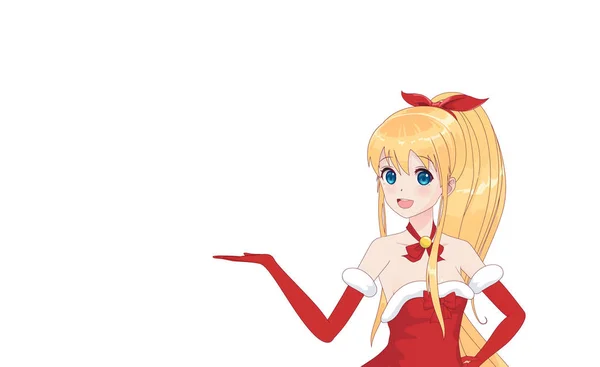 Anime manga flicka klädd i Santa Claus kostym — Stock vektor