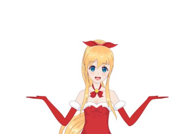 Anime manga kız Noel Baba kostüm giyinmiş