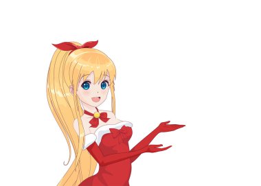 Anime manga kız Noel Baba kostüm giyinmiş