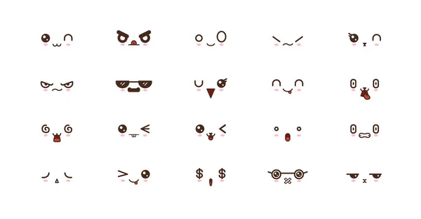 Kawaii Lächeln Emoticons. Japanisches Emoji — Stockvektor