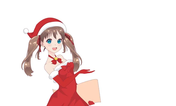 Anime manga chica vestida con traje de Santa Claus — Archivo Imágenes Vectoriales