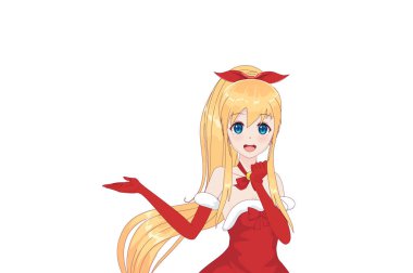 Anime manga kız Noel Baba kostüm giyinmiş