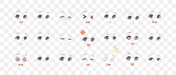 Emotions eyes of anime (manga) girls — Stok Vektör