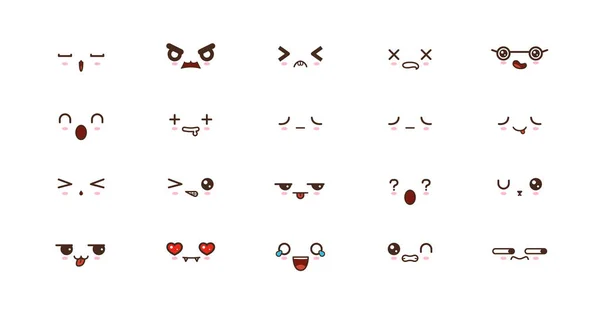 Kawaii úsměv emotikony. Japonské emotikony — Stockový vektor