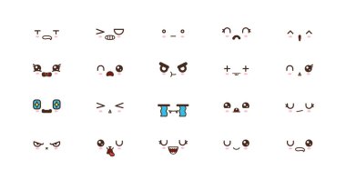 Kawaii gülümseme ifadeleri. Japon emoji
