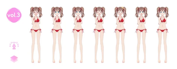 Anime-manga meisje. In een zomer bikini badpak — Stockvector