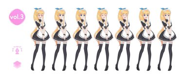 Anime manga kız. Kostüm hizmetçi Cafe