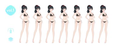 Anime manga kız. Yaz bikini mayoyla