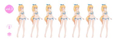 Anime manga kız. Yaz bikini mayoyla