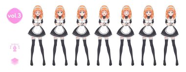 Anime manga kız. Kostüm hizmetçi Cafe