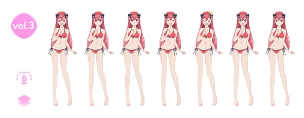 Anime-manga meisje. In een zomer bikini badpak — Stockvector