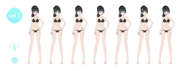 Anime manga girl. In a summer bikini swimsuit — Stock Vector