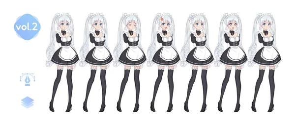 Anime manga flicka. Kostym av maid café — Stock vektor