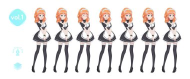 Anime manga kız. Kostüm hizmetçi Cafe