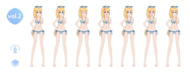 Anime manga kız. Yaz bikini mayoyla