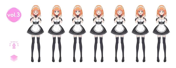 Anime manga flicka. Kostym av maid café — Stock vektor