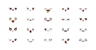 Kawaii gülümseme ifadeleri. Japon emoji
