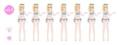 Anime manga kız. Yaz bikini mayoyla