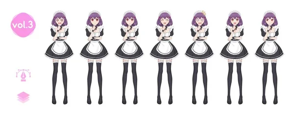 Anime manga flicka. Kostym av maid café — Stock vektor