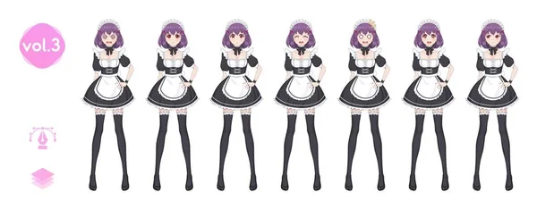 Anime manga flicka. Kostym av maid café — Stock vektor