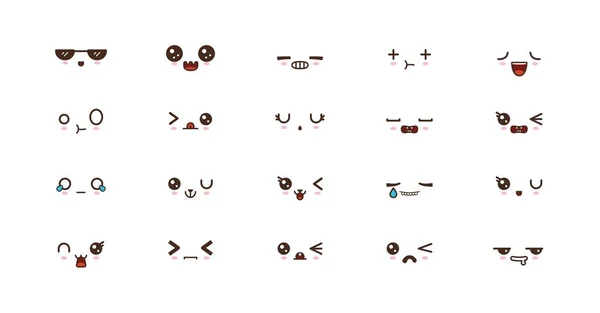 Каваї посмішка смайликів. Японський emoji — стоковий вектор