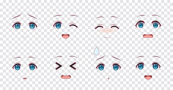 Emocje niebieskie oczy dziewczyny manga anime — Wektor stockowy