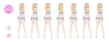 Anime manga kız. Yaz bikini mayoyla