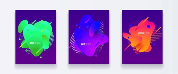 Conjunto de cubiertas abstractas de formas líquidas — Vector de stock