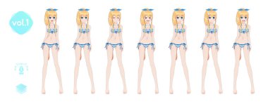 Anime manga kız. Yaz bikini mayoyla